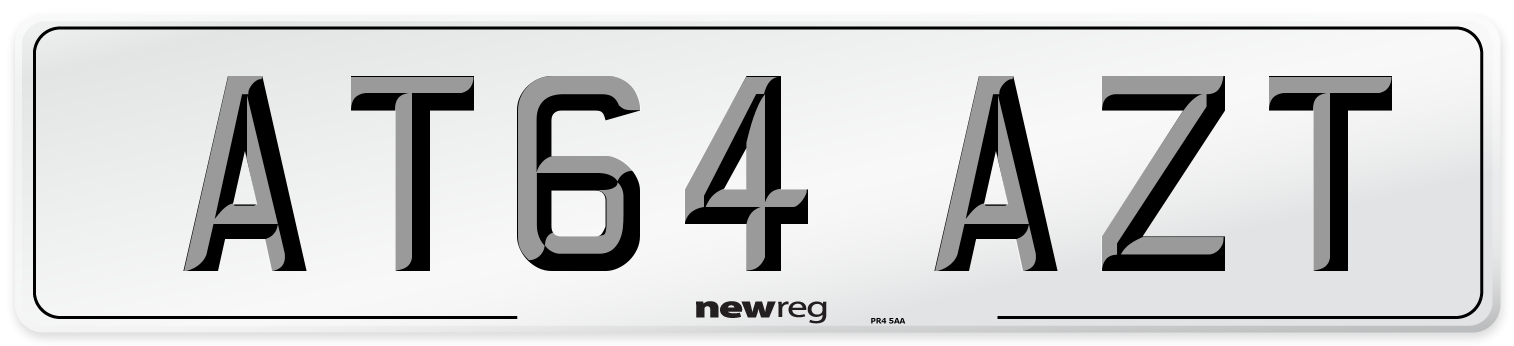 AT64 AZT Number Plate from New Reg